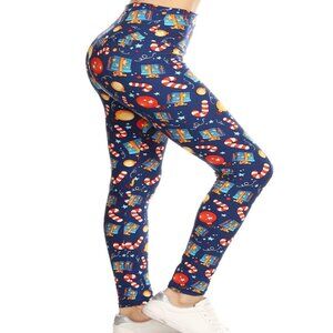 Women's One Size Plus-Fits Plus Size 2-12 Leggings Buttery Soft Christmas Print
